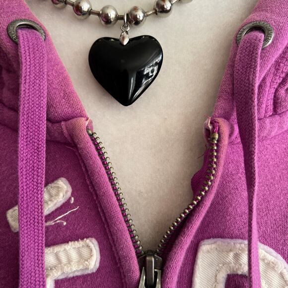 Aeropostale Pink 3D Logo Zip Up Hoodie Sweater Y2K 2000s‎ Preppy 2014 XL - Picture 7 of 9